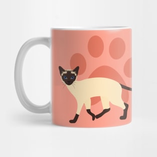 Siamese Cat and Paw Print Mug